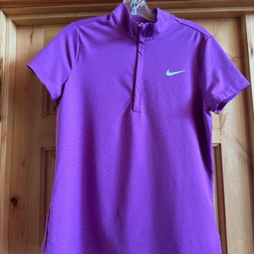Nike Ladies Large Purple Golf Tour‎ Dri-fit Shirt With Rio Olympic Back Logo
